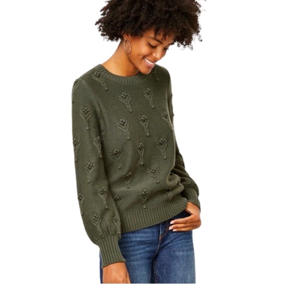 Holiday Tree Puff Sleeve Sweater LOFT | escapeauthority.com